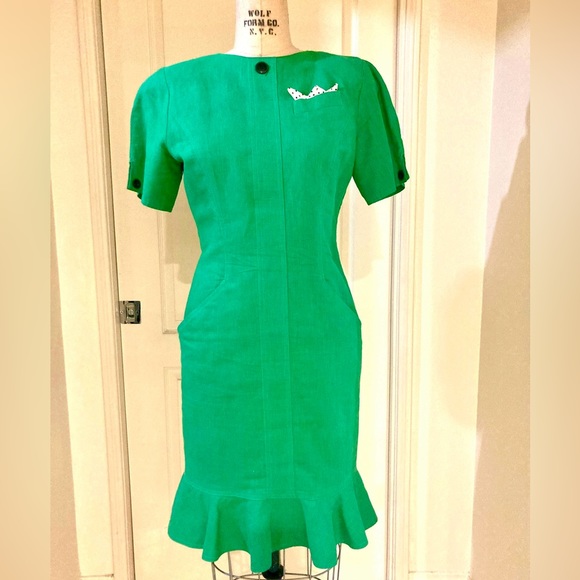 St. Gillian 80’s linen dress, size 8, fully lined, back zip, dry clean - Picture 1 of 8